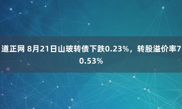 道正网 8月21日山玻转债下跌0.23%，转股溢价率70.53%